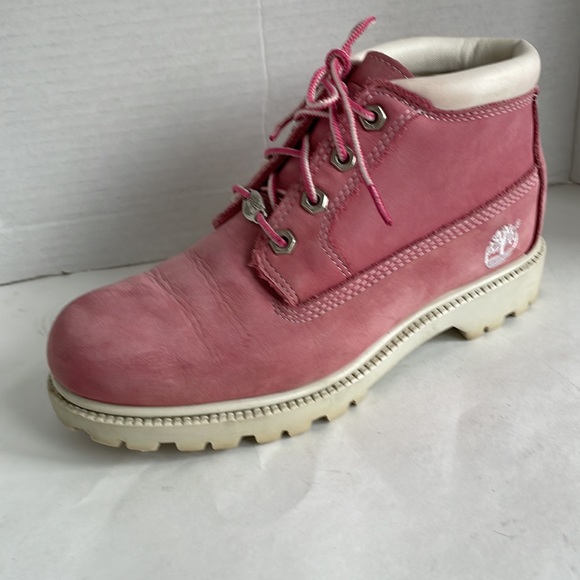Vintage Y2K TIMBERLAND boots Womans 7.5 pink Nellie Ankle - Picture 1 of 13
